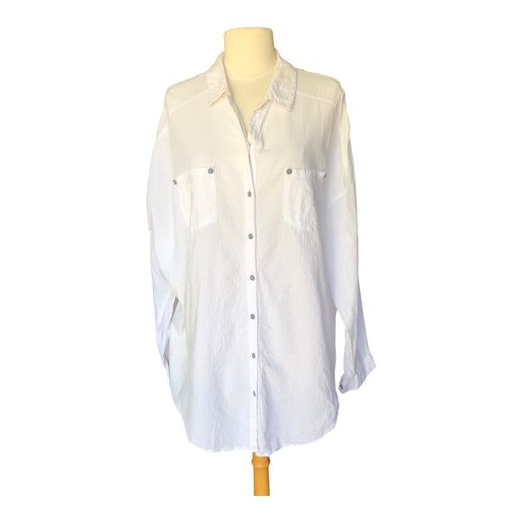 Free People Lover Her Madly White Oversized Button Down Shirt Women's Size Small - Picture 1 of 9